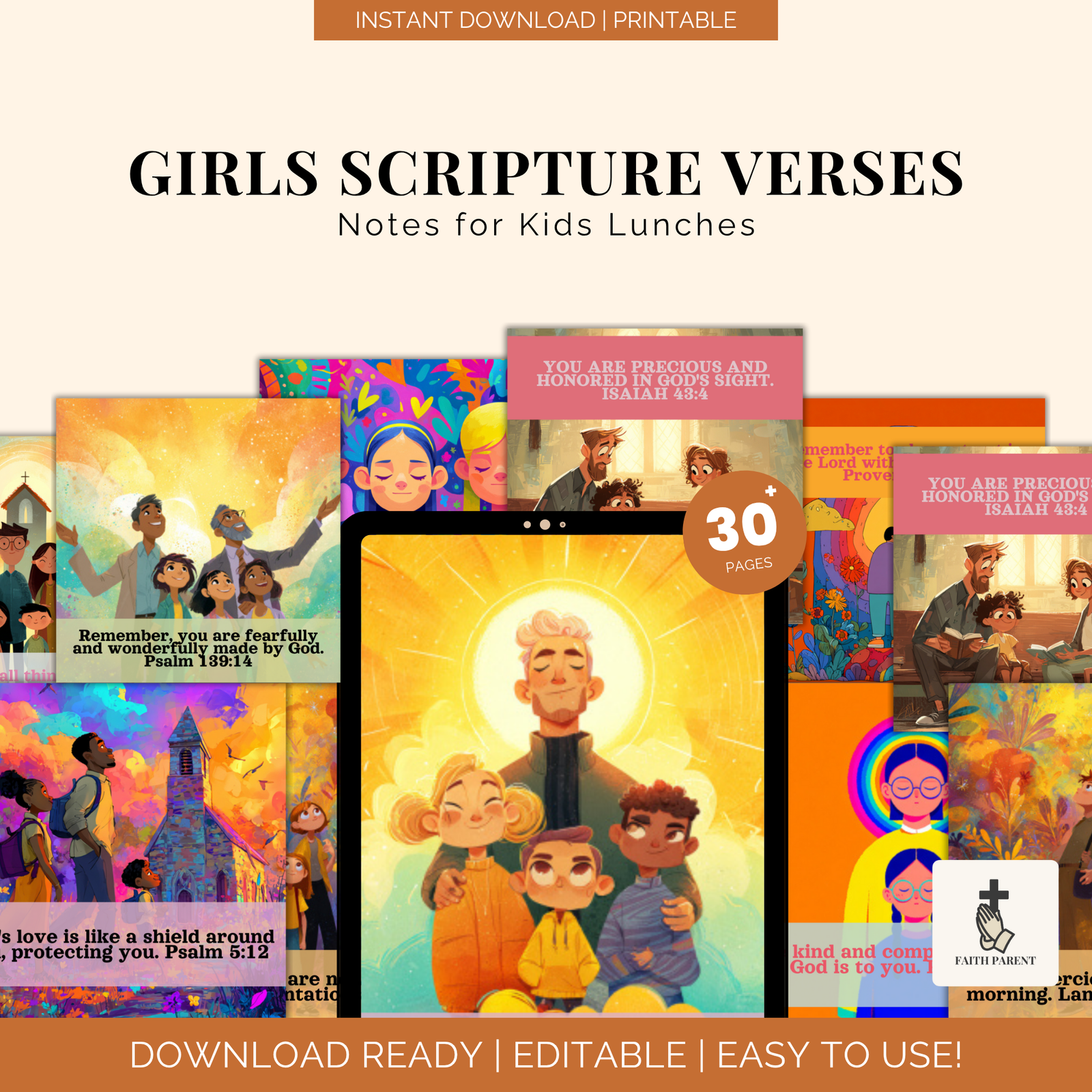 Girls Scripture Verses Notes for Kids Lunches